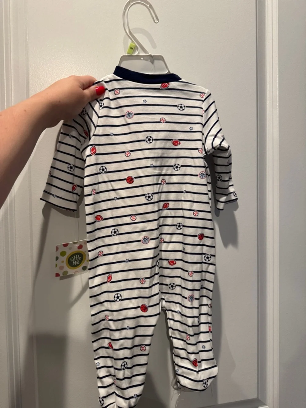 NWT! Little Me Baby Boys Sports Star Footed onsie & Hat 2 Piece Set 0-3 months